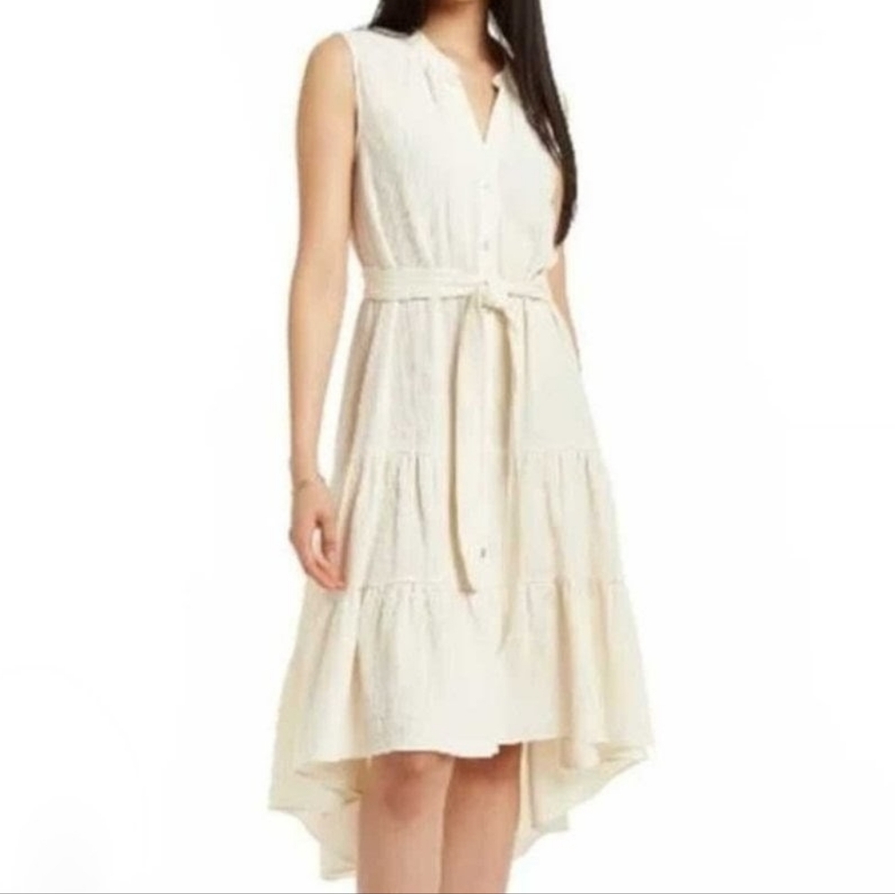 Anthropologie Drew Josephine Tiered Button Down Cotton Shirtdress